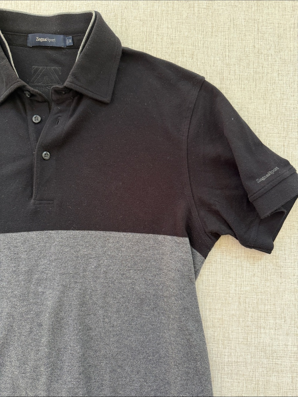 Zegna Sport Polo Shirt Men’s Medium color block button color short sleeve